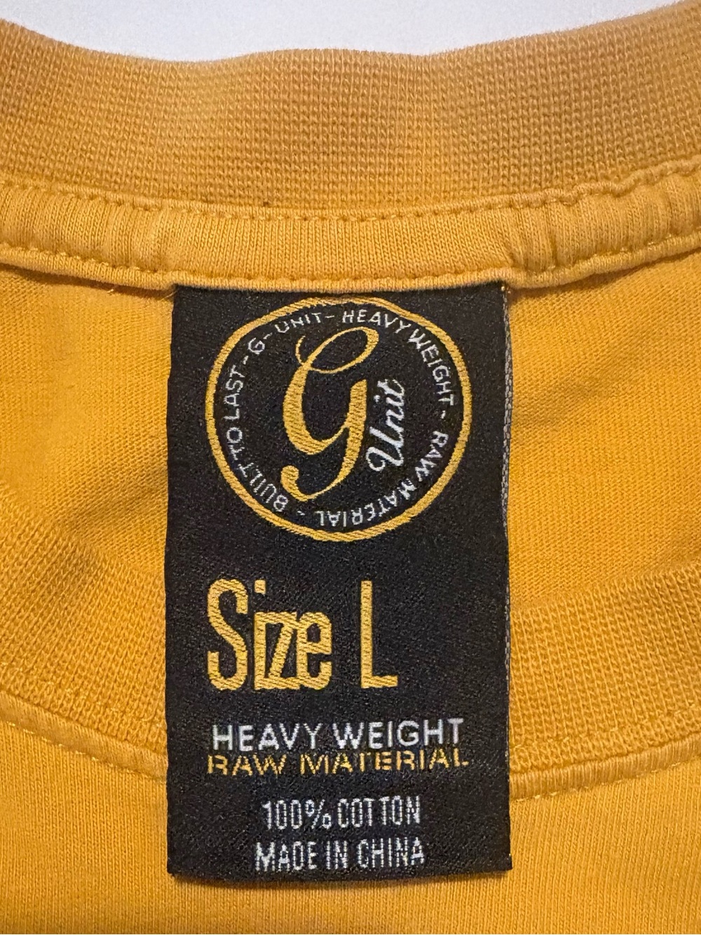 Vintage Y2K G-Unit Raw Material Heavyweight Graphic T-Shirt Yellow 50 Cent, Sz L - Picture 9 of 10